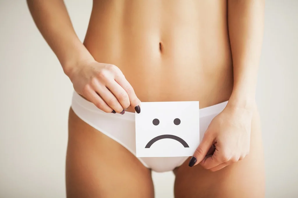 Symbolic image of female discomfort caused by vaginal dryness