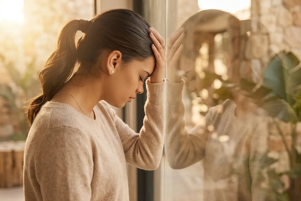 Woman experiencing stress hormone imbalance
