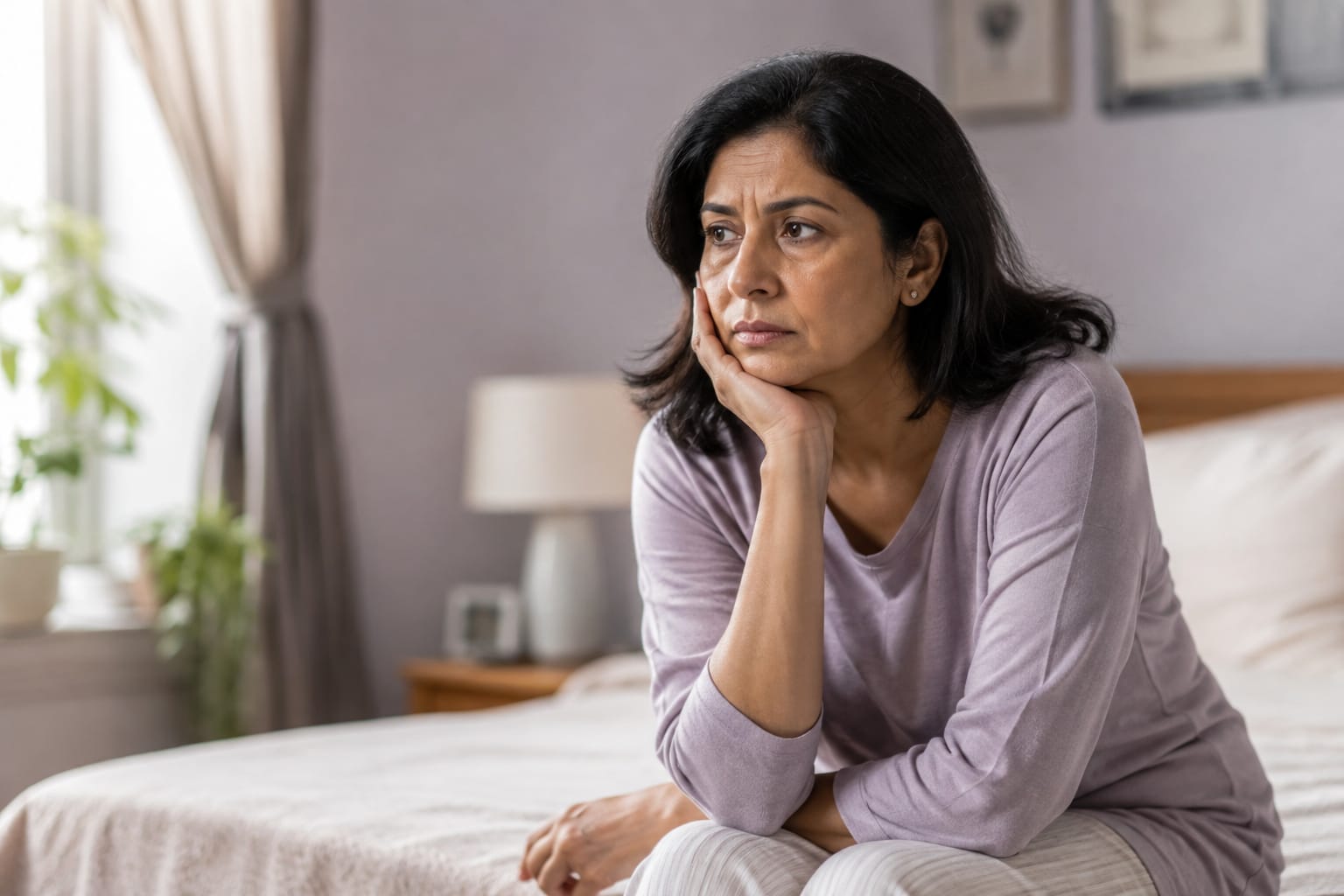 Woman learning about menopause and vaginal pain with a pelvic health model
