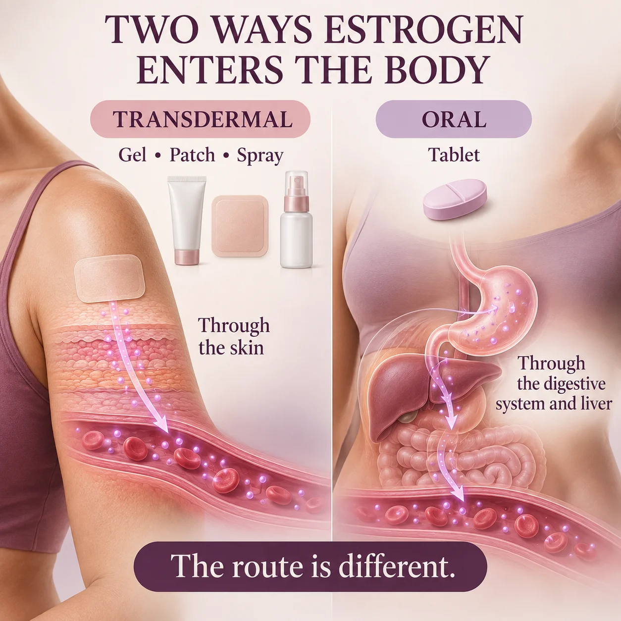 Transdermal estrogen gel, patch and spray compared with oral estrogen tablets for menopause HRT