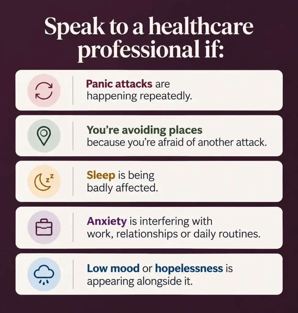 When to seek professional help for recurring panic attacks, anxiety, sleep problems and low mood