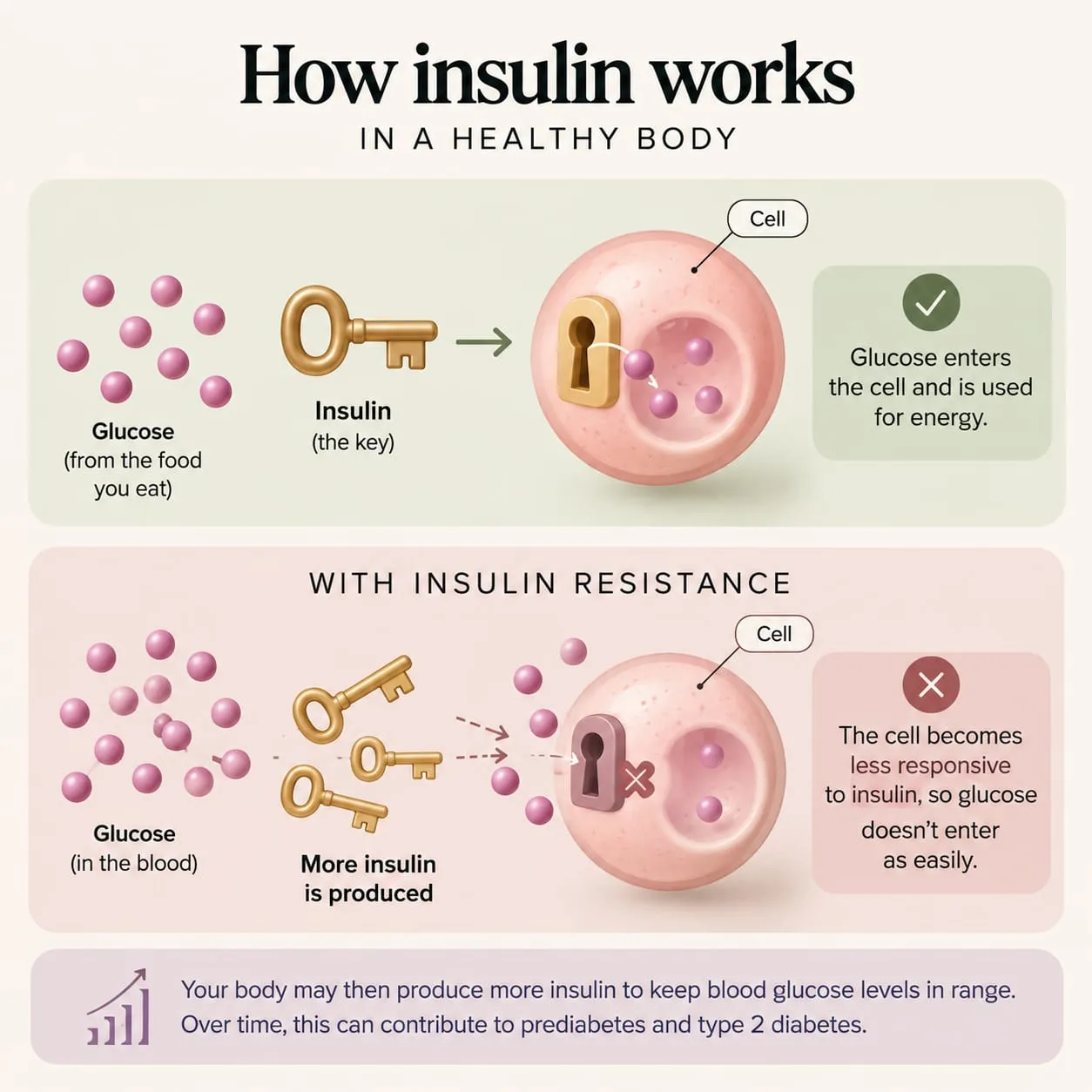 How insulin resistance affects glucose entering cells